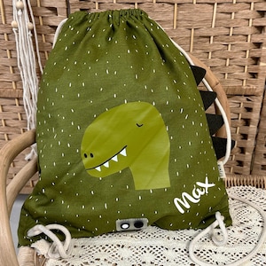 Kinder Turnbeutel personalisiert Dino, Kinderturnbeutel, Kindergartenturnbeutel, Turnbeutel, Sporttasche, Sport-Sack, Turnbeutel