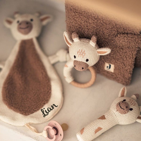 Schnuffeltuch personalisiert, Schmusetuch mit Namen Giraffe personalisiertes Geschenk Baby Babygeschenk Schnullertuch mit Namen