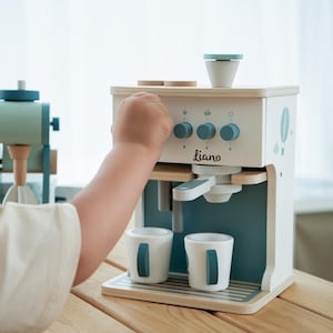 Wooden toy children&#39;s kitchen coffee machine mint, customizable, Christmas gifts for children
