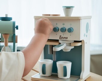 Wooden toy children&#39;s kitchen coffee machine mint, customizable, Christmas gifts for children