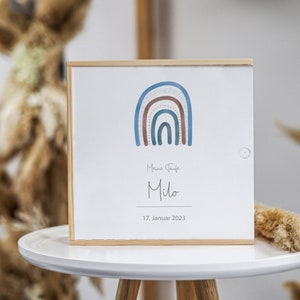 Baptism memory box rainbow - blue, baptism memory box, baby wooden box, personalized baby gift, baptism gift