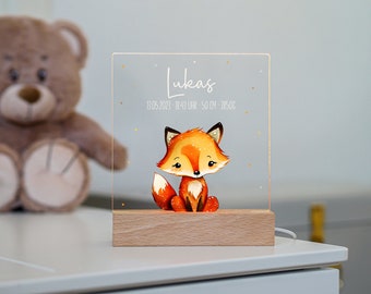 LED lamp, night light baby, fox, personalized night light, baby gift birth, gift for birth
