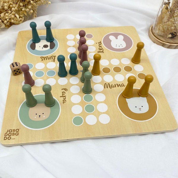 Brettspiel personalisiert, Montessori Spielzeug, Ludo Jabadabado, Familienspiel, Ostergeschenk Kinder