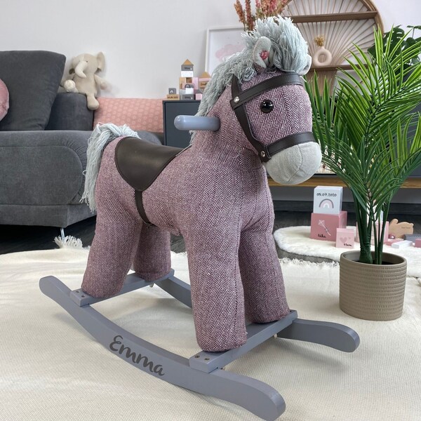 1st Birthday Gift Milo Pink Tryco Rocking Horse Personalized