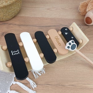 Gift 1st birthday, xylophone black and white, gift for 1st birthday, label label, personalizable, children&#39;s musical instruments