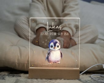 Night light baby, penguin, night light personalized, baby gift birth, gift for birth