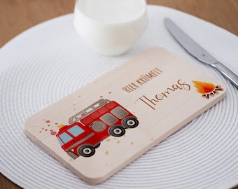 Personalized breakfast board, snack board, fire brigade, breakfast board for children, baby gifts, 1st birthday gift, board