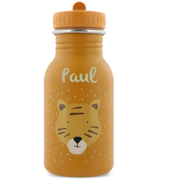 Kindertrinkflasche mit Namen, Kindergartenrucksack personalisiert als Set mit Trinkflasche, Trixie Trinkflasche Kinder, Trinkflasche Tiger