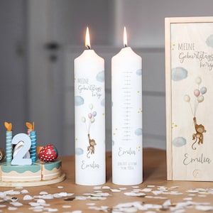 Birthday candle, birth candle, monkey balloon - boy, birthday candle children, personalized, candle birthday, life candle