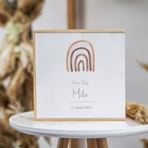 Baptism memory box rainbow - neutral, baptism memory box, baby wooden box, personalized baby gift, baptism gift