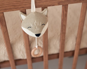 Music box baby fox, music box personalized, gift birth with name, baby music box, sleep aid baby, gift baby boy