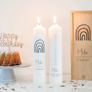 Birthday candle, birth candle, rainbow - boy, birthday candle children, personalized, candle birthday, life candle