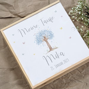 Baptism memory box tree of life - blue, baptism memory box, baby wooden box, personalized baby gift, baptism gift