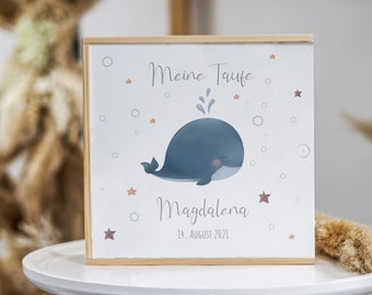 Baptism memory box whale, baptism memory box, baby wooden box, personalized baby gift, baptism gift