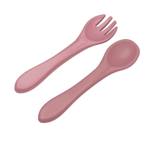 Children's cutlery with engraving pink Tryco, baby gift, customizable