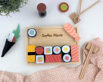 Set sushi Tryco, accessorio cucina per bambini in legno, personalizzabile