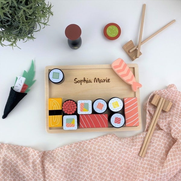 Sushi Set Tryco, Kinderküche Zubehör Holz, personalisierbar