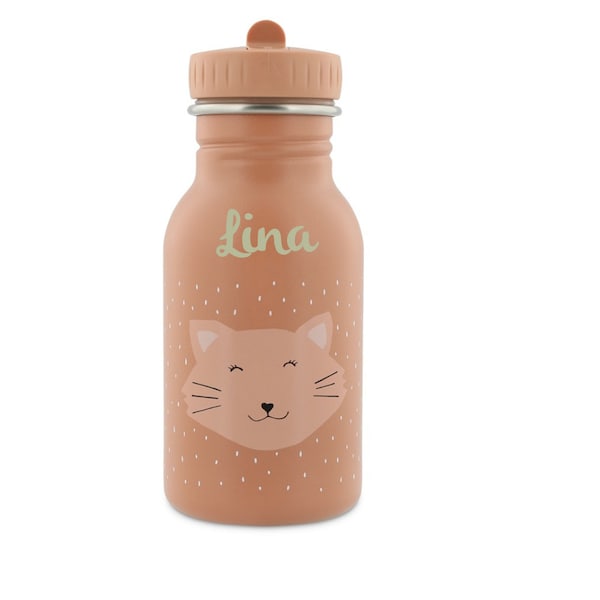 Kindertrinkflasche mit Namen, Kindergartenrucksack personalisiert als Set mit Trinkflasche, Trixie Trinkflasche Kinder, Trinkflasche Katze