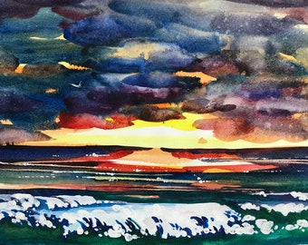 Seascape watercolor | Etsy