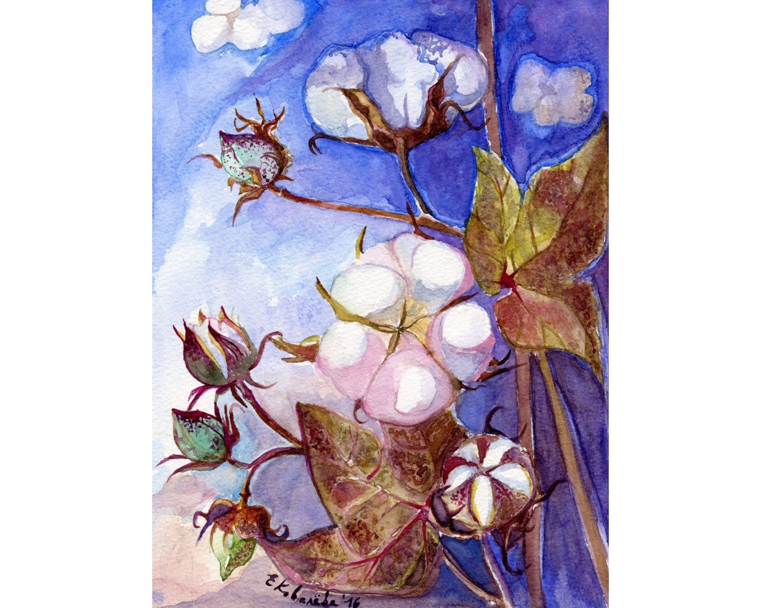 Cotton Painting Original Art Floral Botanical Small Art by Etsy