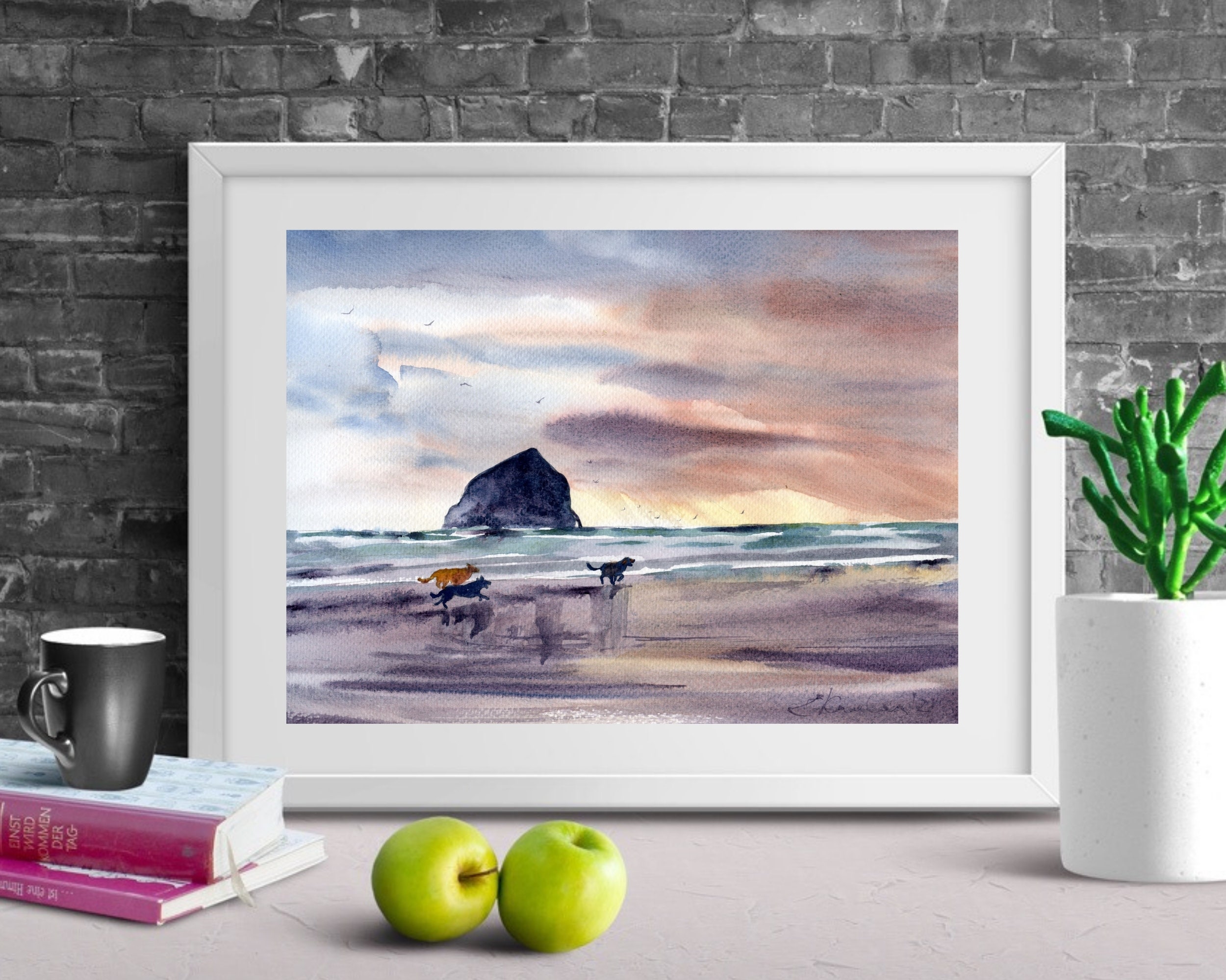 Cannon Beach Painting Oregon Original Art Dog Beach Painting Etsy