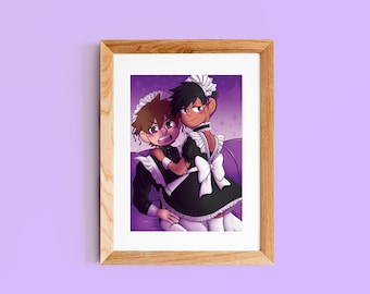 Maid Café 5x7 Inch Print / Spicy Cosplay LGBTQIA Art / Impresión de arte para el hogar