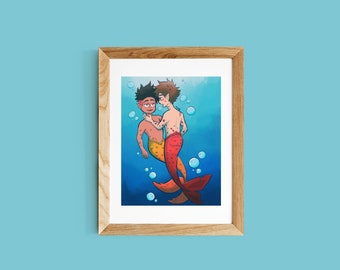Straight D's: "Under the Sea" Holo Art Print | 5x7“ Small Print With Rounded Corners | LGBTQIA Mermaid Holographic Illustration