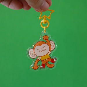 Mischievous Monkey Charm | Clear Epoxy Double Sided Keychain | Cute Hanging Charm