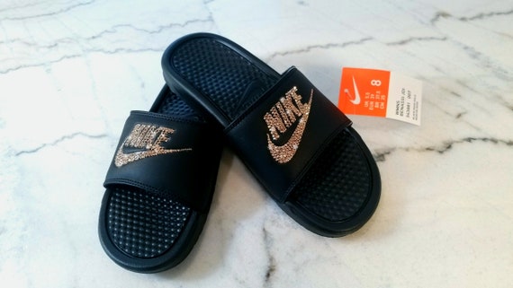 womens rose gold nike slides