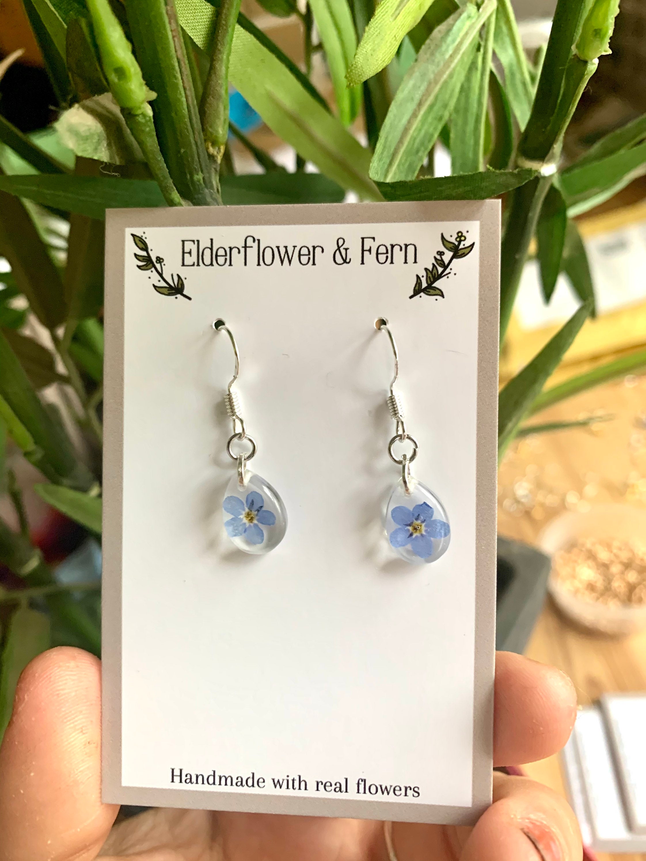 Tiny Flower Earrings Cute Pressed Flower Resin Etsy UK