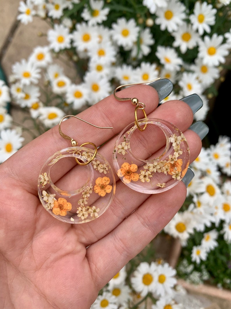 Orange Blossom and Elderflower Earrings  real flowers image 1