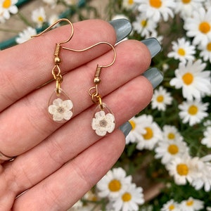 Tiny Blossom Flower Earrings - resin earrings, pressed flower jewellery, cottagecore earrings