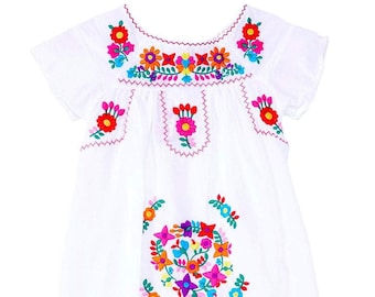 Traditional Mexican Girl Embroidered Dress