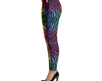 Leggings de patrón rainbow Zebra - leggings rainbow Zebra Print, leggings Rainbow Zebra, leggings de yoga Rainbow Zebra