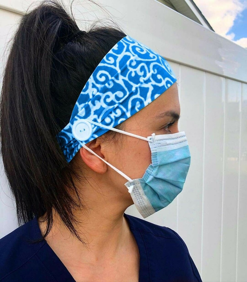 Nurse headband with buttons Headband with buttons for mask Etsy