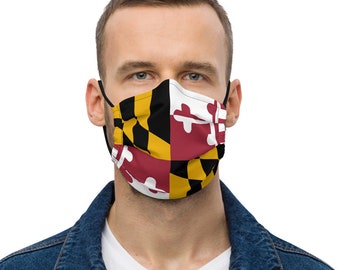 Maryland Flag Face Mask With Nose Wire & Filter Pocket, Maryland Flag Face Covering