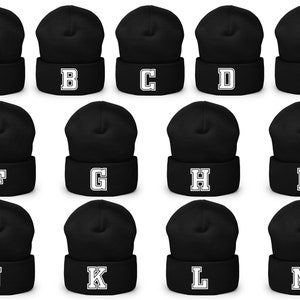 Old Sport College Alfabeto ABC Letras Iniciales Bordado Gorros con puños Gorro de gorro, Gorro inicial para adultos personalizado