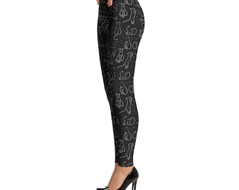 Cat Pattern Leggings - Cat Print leggings, Cat leggings, Cat yoga leggings