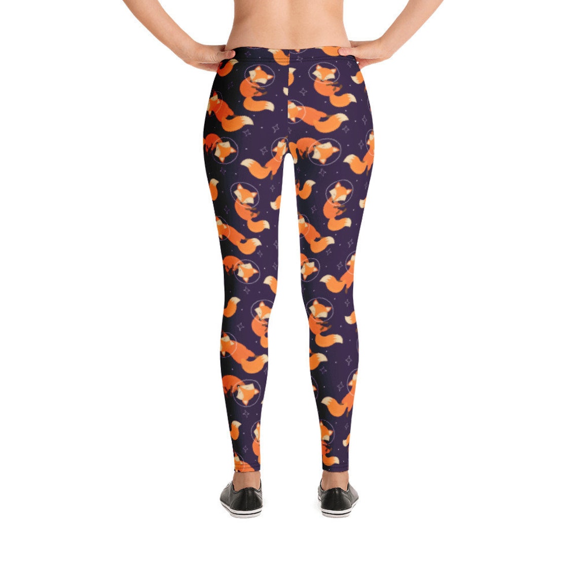 Fox Pattern Leggings Fox Print Leggings Fox Leggings Fox Etsy