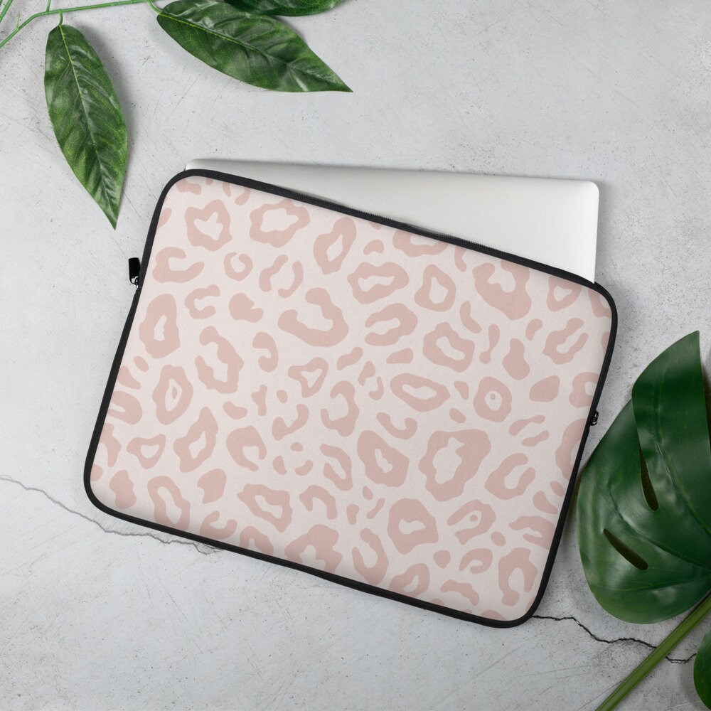 Light Pink Grey Leopard Print Laptop 