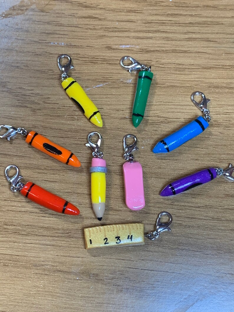 School Supply Charm School Charm Crayon Charm Eraser Charm Etsy