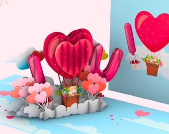 I Love You Balloon 3D Pop-Up Card: Anniversary, Valentines