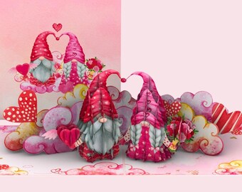 Enchanted Gnomes 3D Pop-Up Card: Valentine's Day Love Celebration