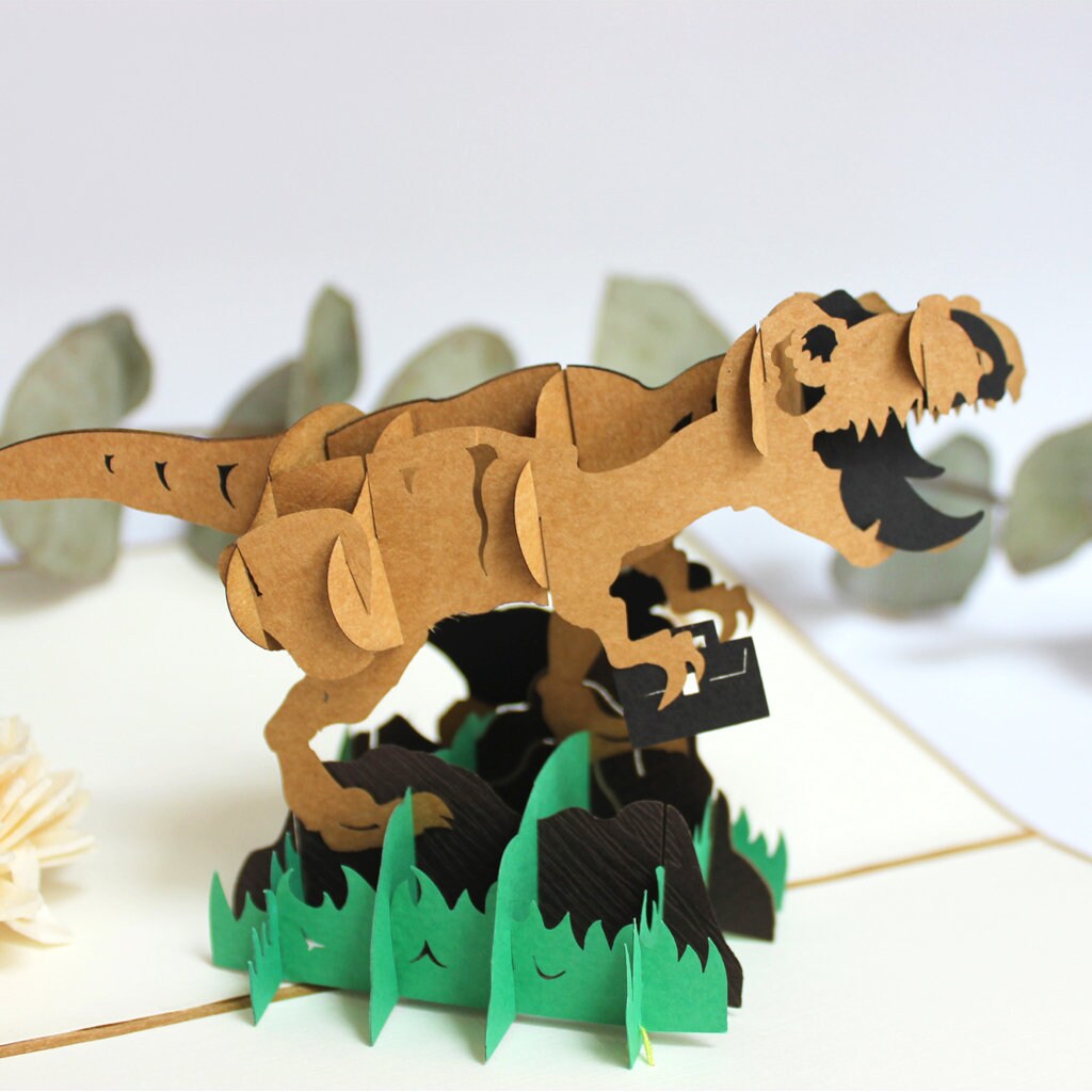 Dinosaur pop up card T-rex birthday pop up card 3D dinosaur | Etsy