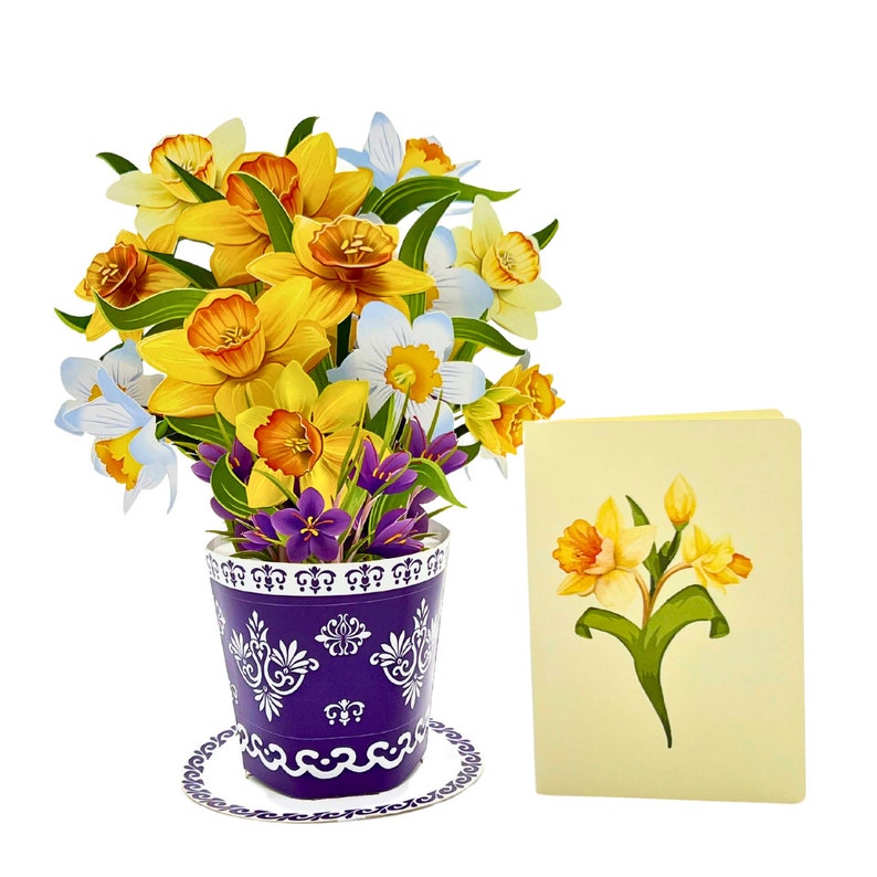 Sunshine Blossoms 3D Daffodil Pop-Up Card for Mothers Day Daffodils Bouquet