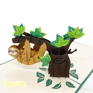 Carte pop-up paresseux, carte pop-up anniversaire paresseux 3D