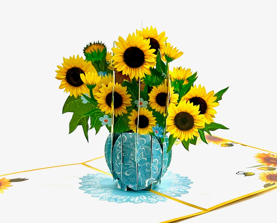 Personalised Sunflower Pop up Card, 3D Sunflower Card for Mother’s Day ...