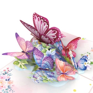 3D Butterfly garden pop up card, Greenhouse 3D card for Birthday, Mother's day, Thinking of you, Father's day, Get well soon