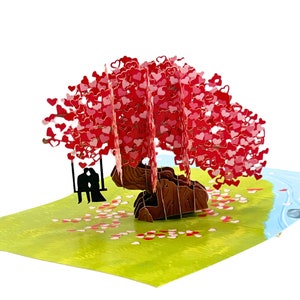 Romantic Heart Tree 3D Pop-Up Card, 3D Heart Tree Pop-Up Card – Perfect for Anniversaries, Valentines, Weddings, Engagements