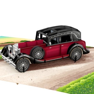 Personalisierte Vintage Auto Popup-Karte, Papa-Vatertagskarte, Geburtstagskarte für ihn, ich denke an Sie, Dankes-Grußkarte
